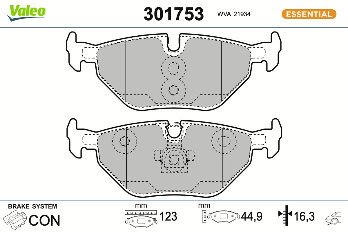 Jeu de 4 plaquettes de frein VALEO ref. 301753
